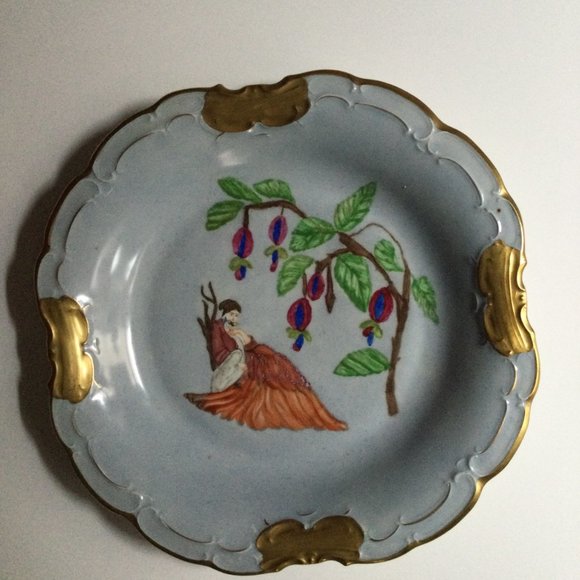 Vintage 1967 Schwarzenhammer Bavaria Germany 13” Cabinet Plate hand painted gold - Picture 2 of 7